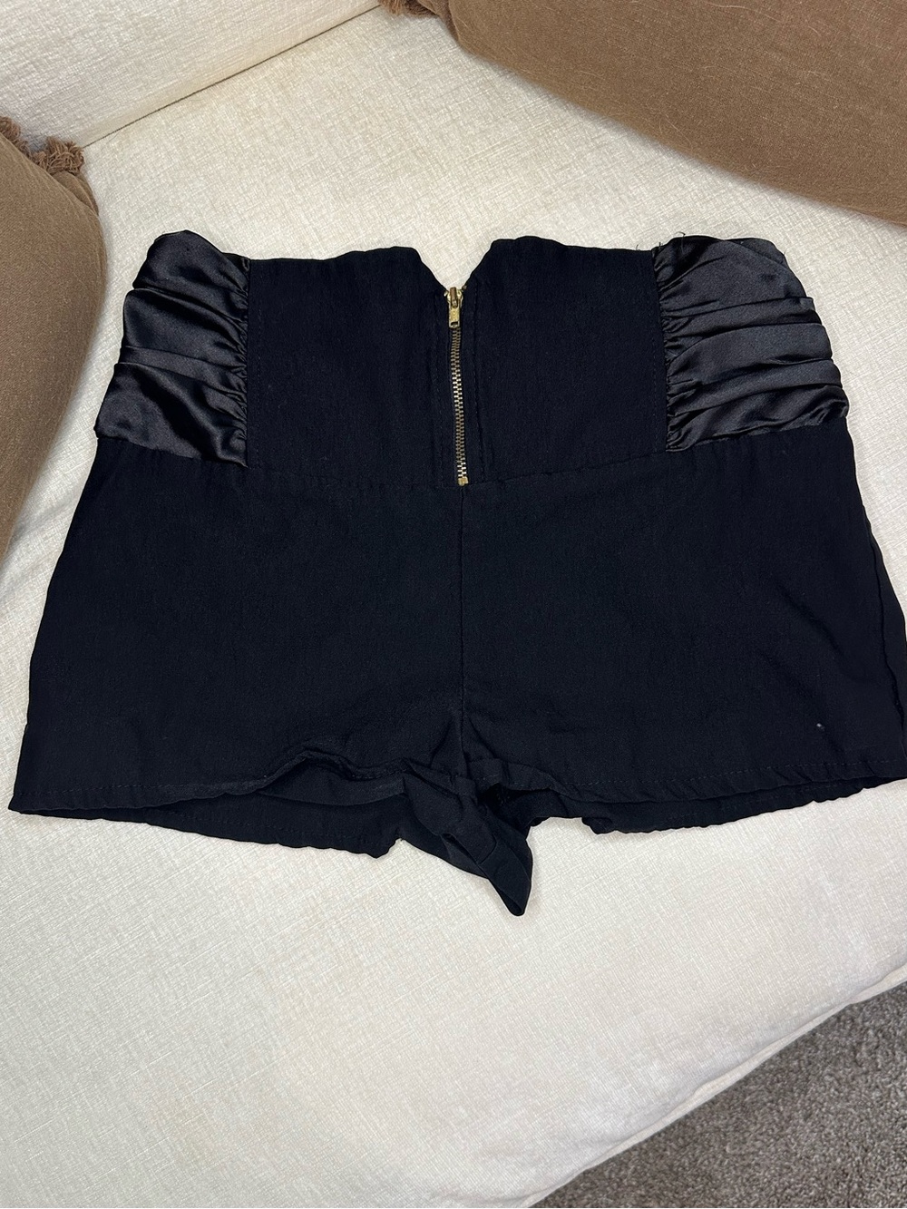 Y2K Valid Black Shorts with Satin Trim